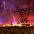Power Distribution Station with Lightning Strike.