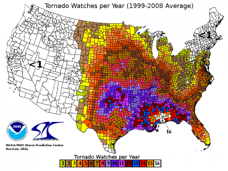 Tornado-Watches-Per-Year-Public-Domain-460x345 The Best Place To Live In The United States